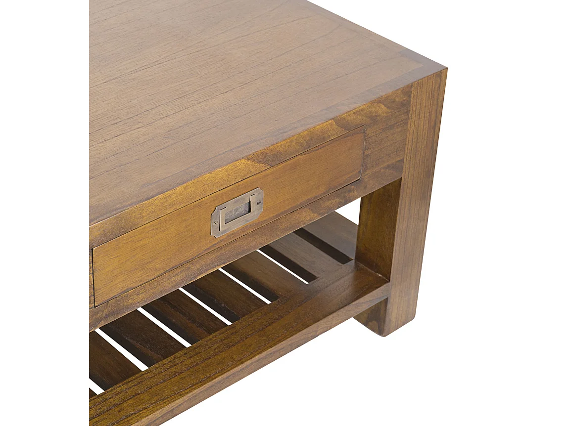 Table basse carrée en bois massif de Mindy 1 tiroir Orka 60cm