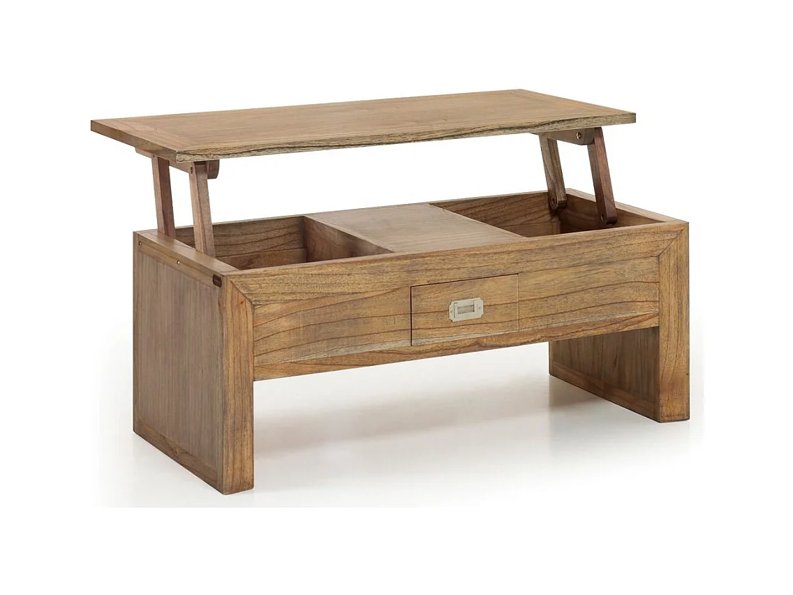 Table basse rectangulaire relevable en bois massif naturel MAZARI