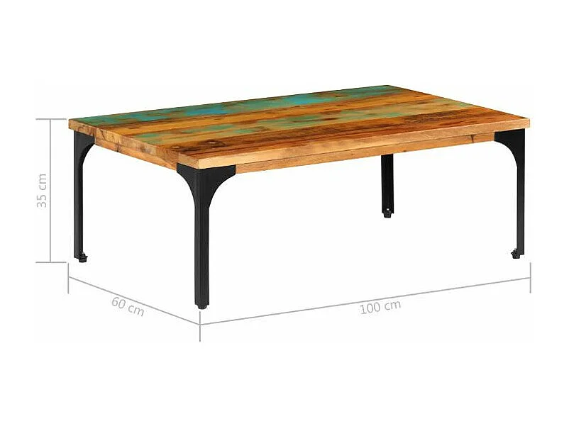 Table basse rectangulaire bois massif recyclé et métal noir Boust 2