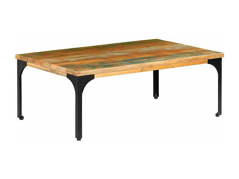 Table basse rectangulaire bois massif recyclé et métal noir Boust 2