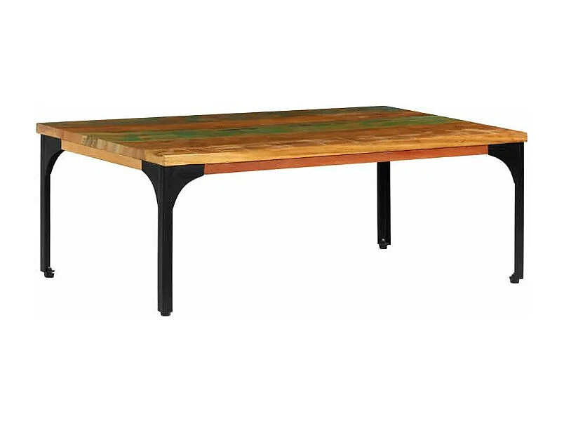 Table basse rectangulaire bois massif recyclé et métal noir Boust 2