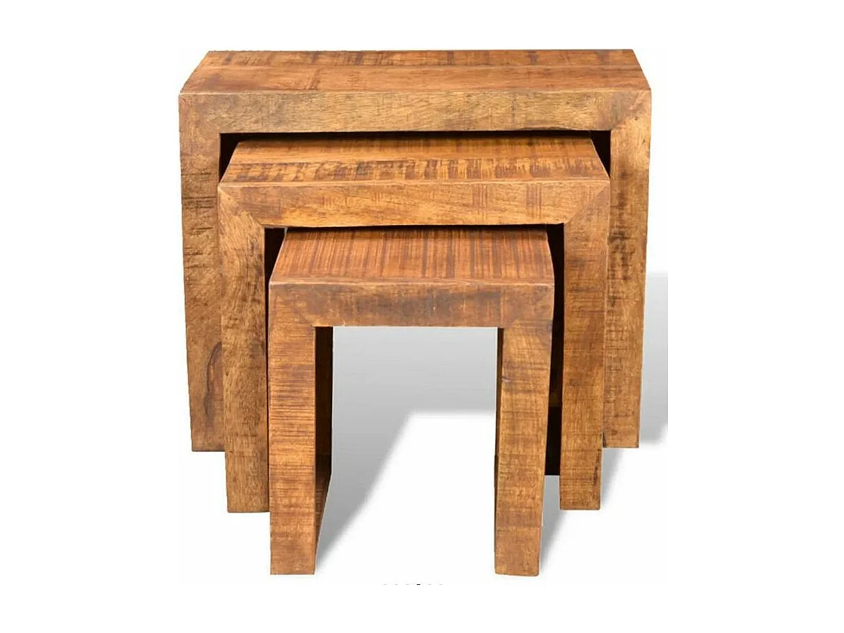 Set de 3 tables gigognes manguier massif clair Nawel