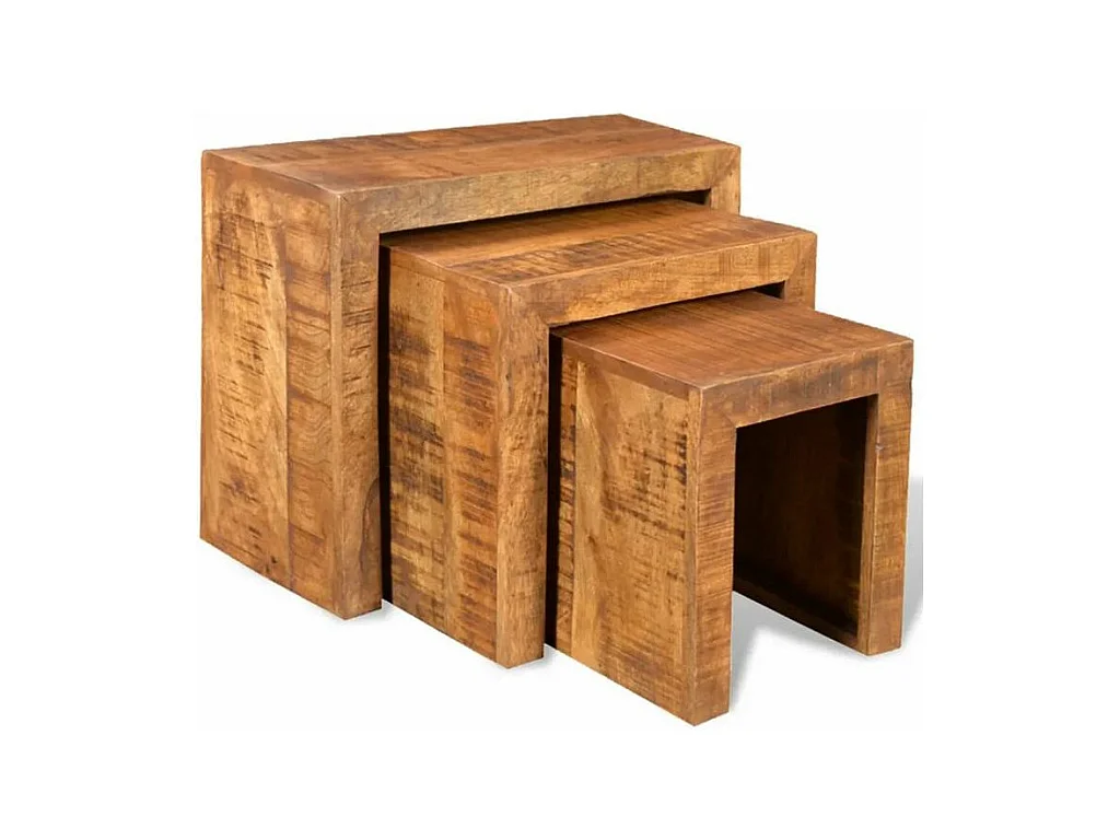Set de 3 tables gigognes manguier massif clair Nawel