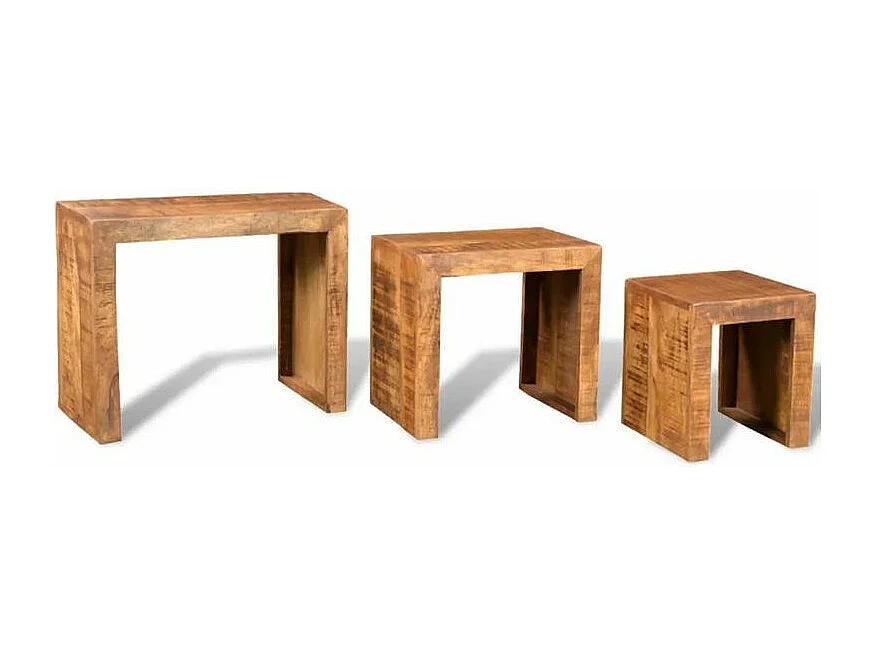 Set de 3 tables gigognes manguier massif clair Nawel