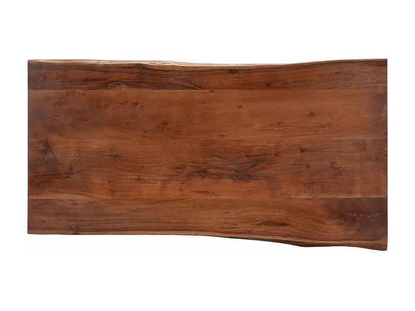 Table basse rectangulaire acacia massif foncé et métal gris Miji