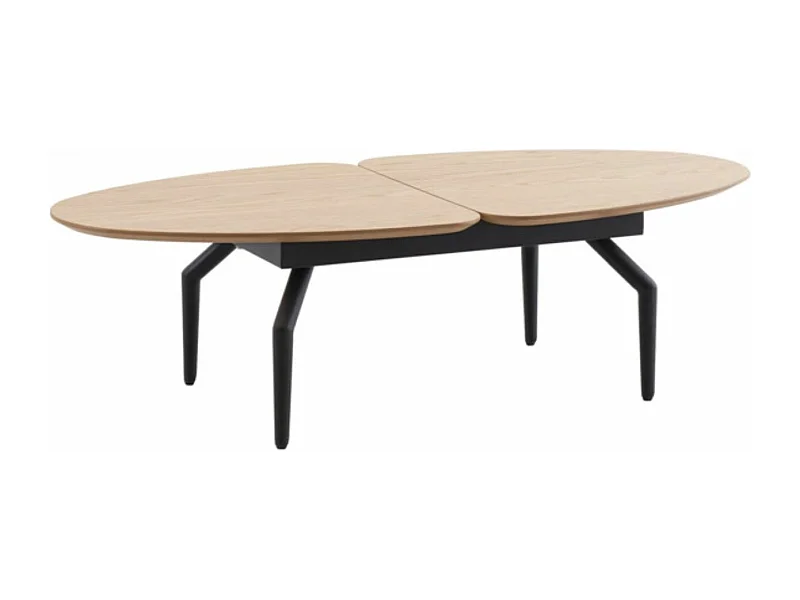 Table basse en chêne naturel et métal noir Dokane