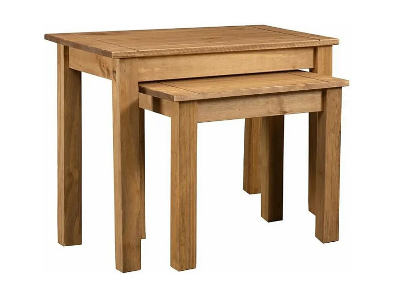 Set de 2 tables gigognes pin massif foncé Cosa