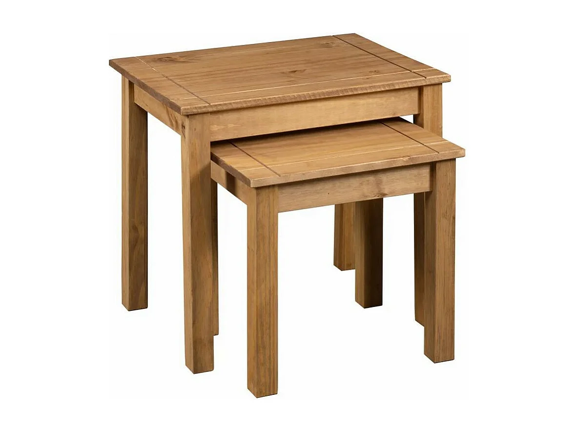 Set de 2 tables gigognes pin massif foncé Cosa