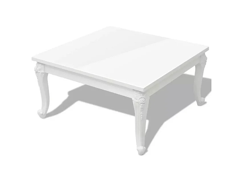 Table basse carrée bois blanc brillant Mento 80cm