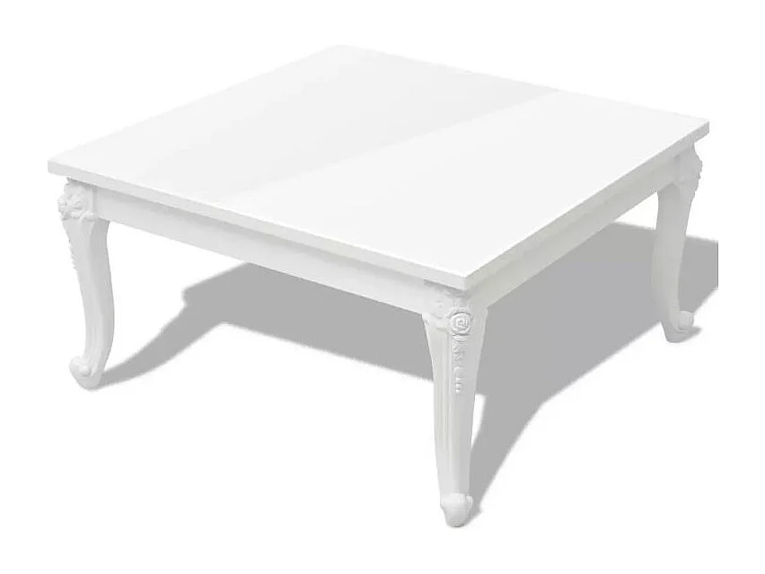 Table basse carrée bois blanc brillant Mento 80cm