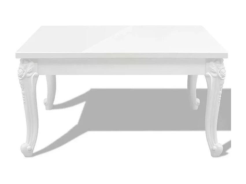 Table basse carrée bois blanc brillant Mento 80cm