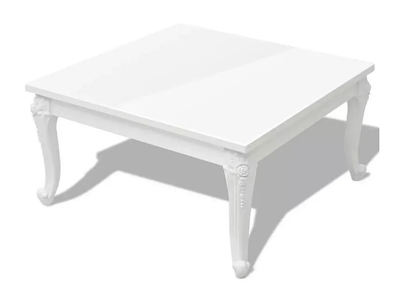 Table basse carrée bois blanc brillant Mento 80cm