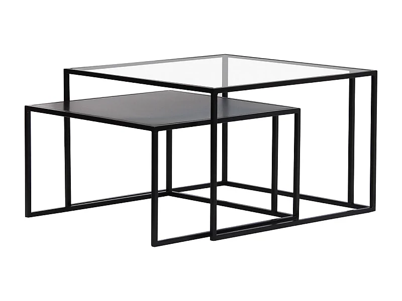 Mesas nido de centro de cristal templado y metal TAHL