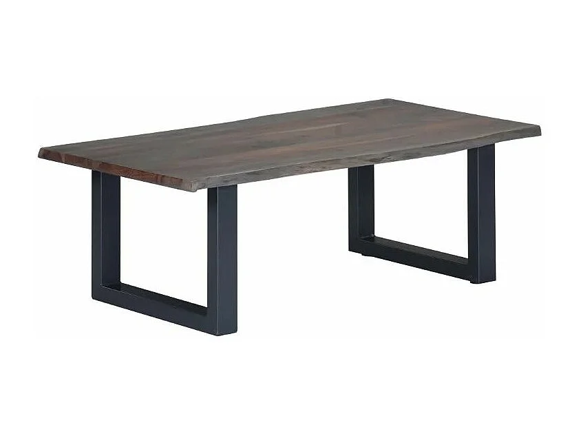 Table basse rectangulaire acacia massif et métal noir Miji