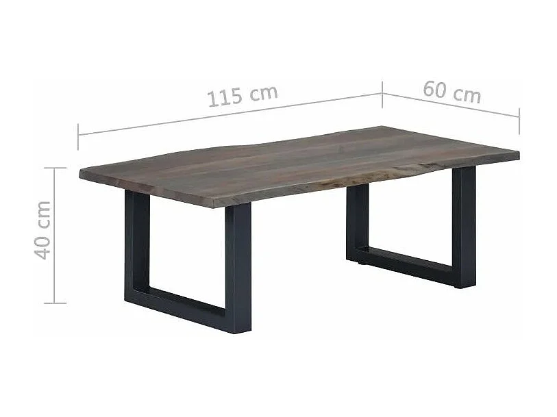 Table basse rectangulaire acacia massif et métal noir Miji