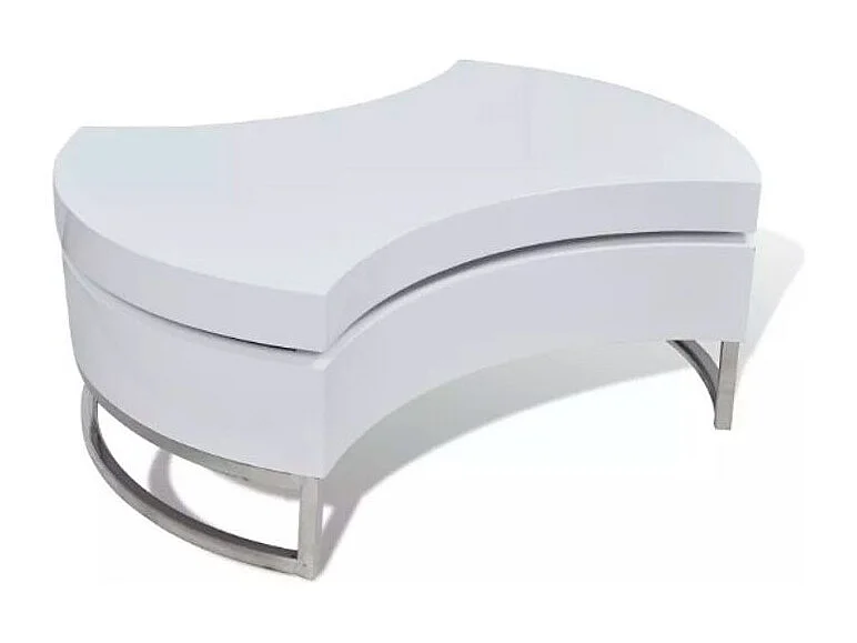 Table basse modulable bois blanc brillant et métal chromé Snook
