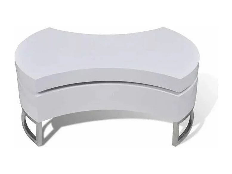 Table basse modulable bois blanc brillant et métal chromé Snook