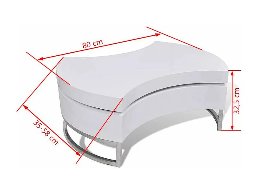 Table basse modulable bois blanc brillant et métal chromé Snook