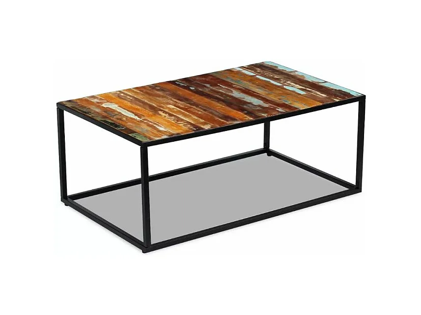Table basse rectangulaire bois recyclé et métal noir Cloust