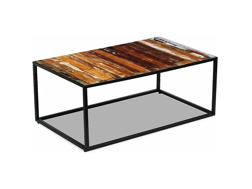 Table basse rectangulaire bois recyclé et métal noir Cloust