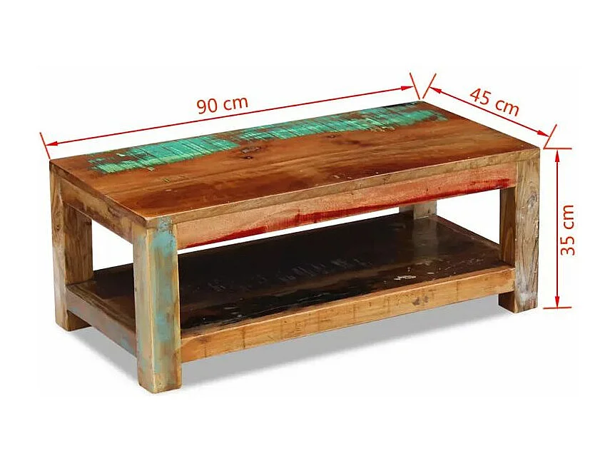 Table basse rectangulaire bois massif recyclé Moust