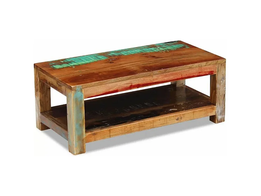 Table basse rectangulaire bois massif recyclé Moust