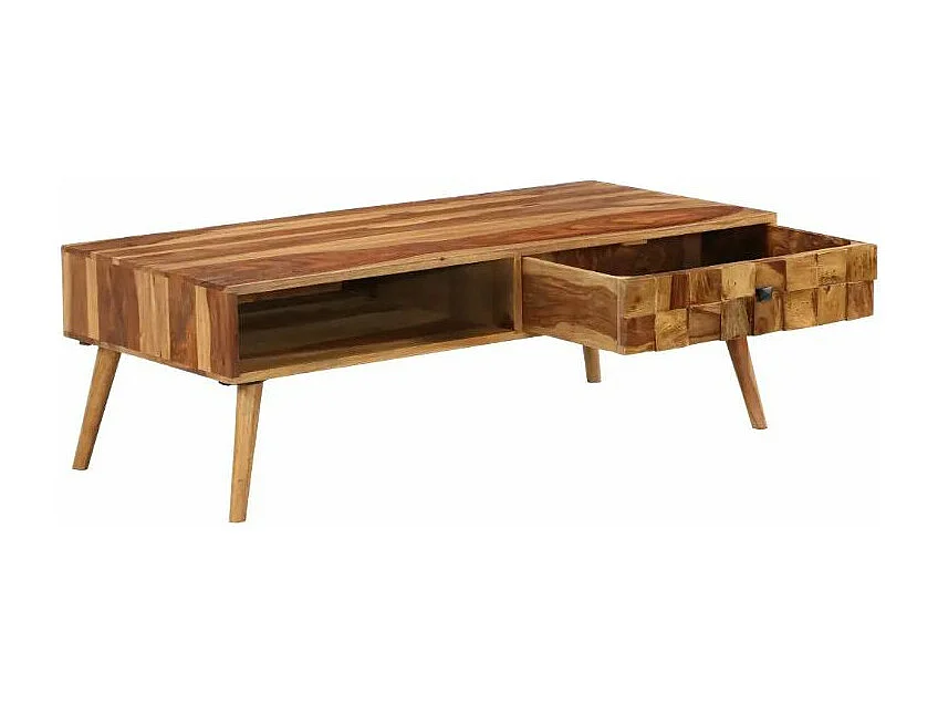 Table basse 1 tiroir sesham massif foncé Bounky