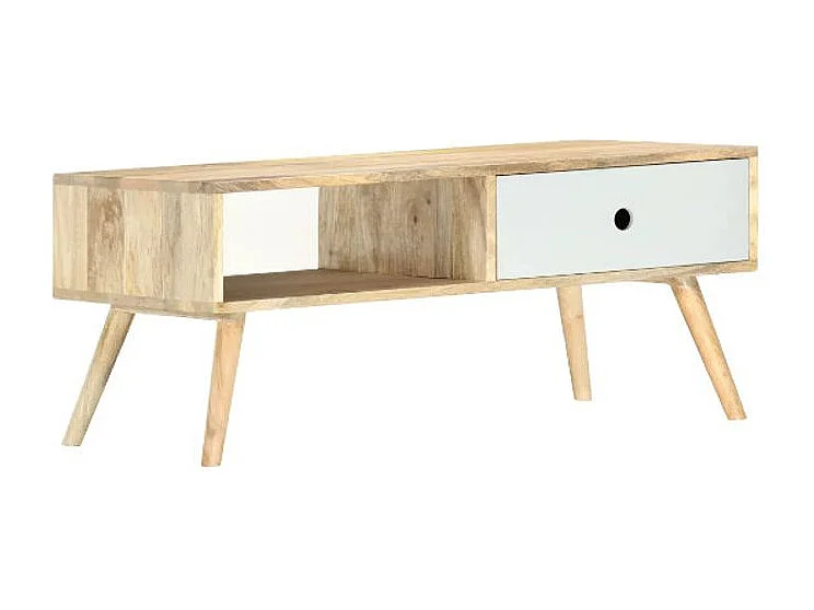 Table basse 1 tiroir manguier massif clair Tavo