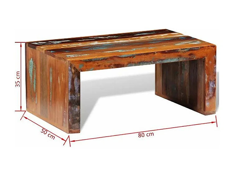 Table basse rectangulaire bois massif recyclé Lau