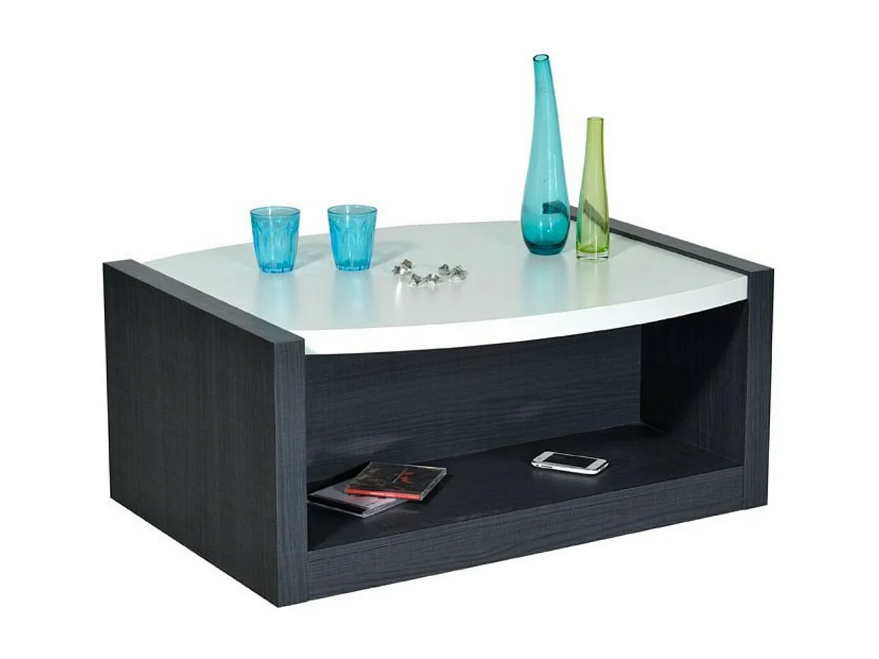 Table basse rectangulaire bois laqué blanc et anthracite mate Klype 90cm