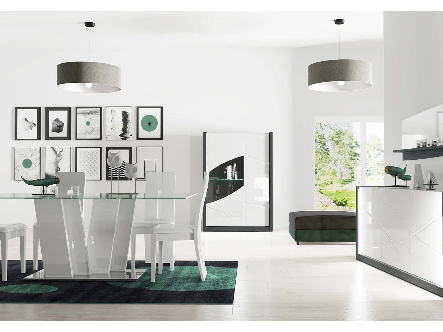 Table basse rectangulaire bois laqué blanc et anthracite mate Klype 90cm