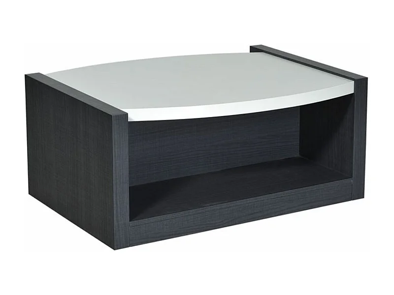 Table basse rectangulaire bois laqué blanc et anthracite mate Klype 90cm