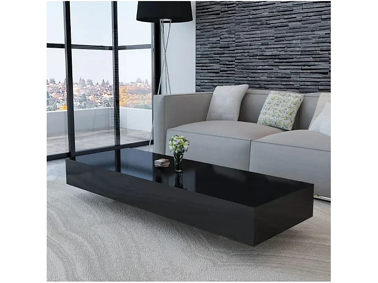 Table basse rectangulaire bois noir brillant Winter