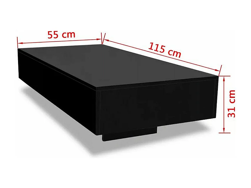 Table basse rectangulaire bois noir brillant Winter