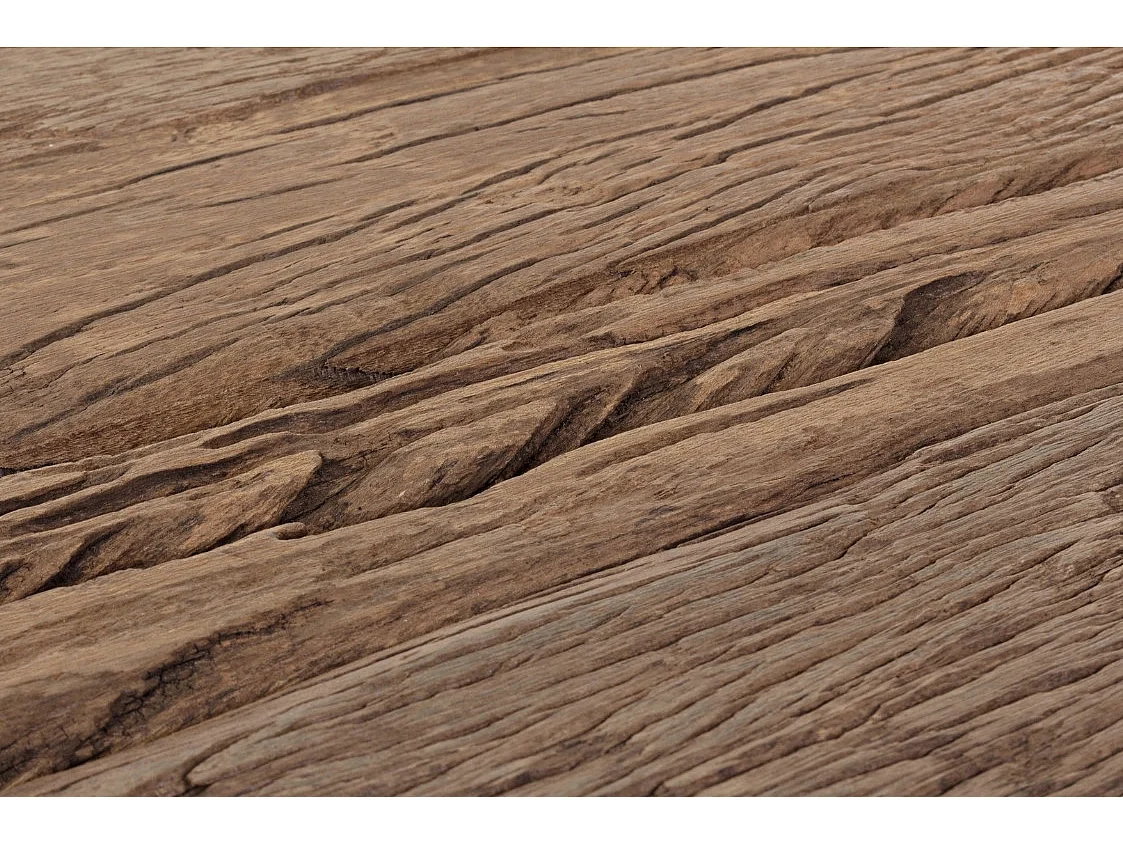 Table basse plateau bois massif recyclé sur pieds acier nickel Likano - Lot de 2