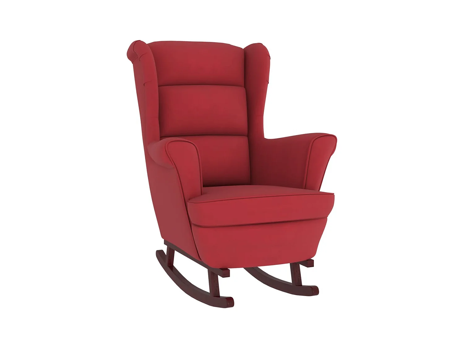 Fauteuil à bascule pieds en bois d'hévéa Rouge bordeaux Velours