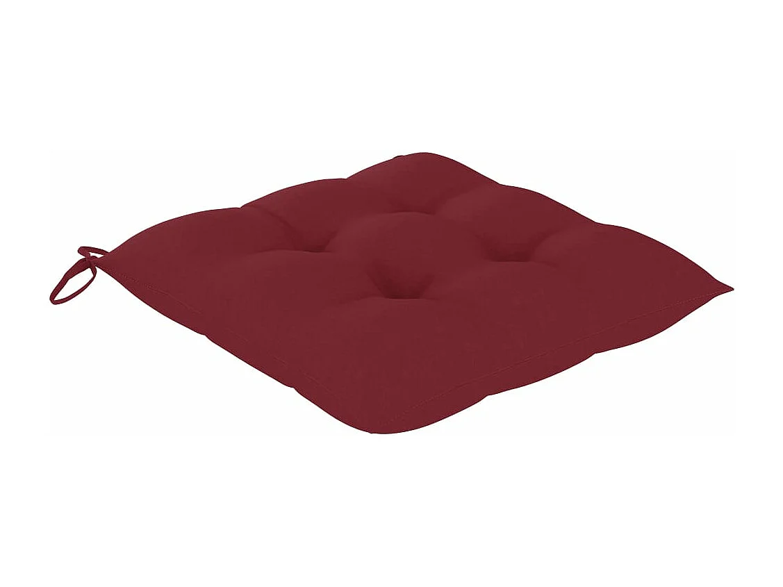 Chaise à bascule avec coussin rouge bordeaux Bois de teck