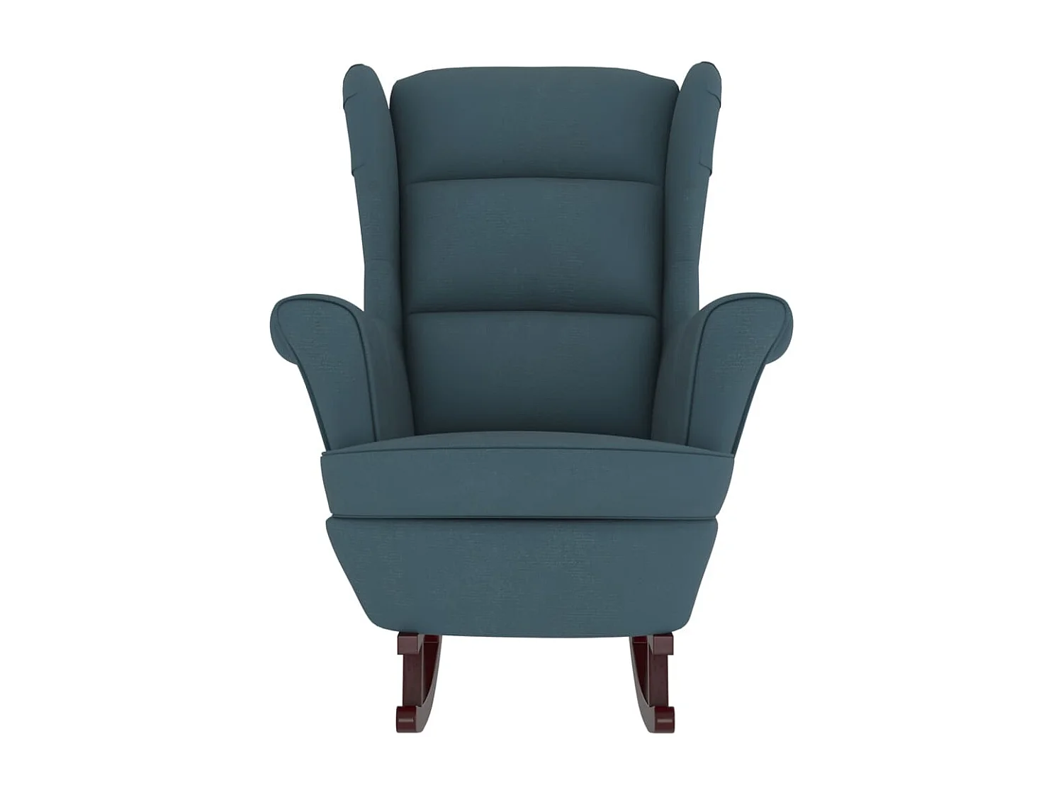 Fauteuil à bascule et pieds en bois massif d'hévéa Bleu Velours