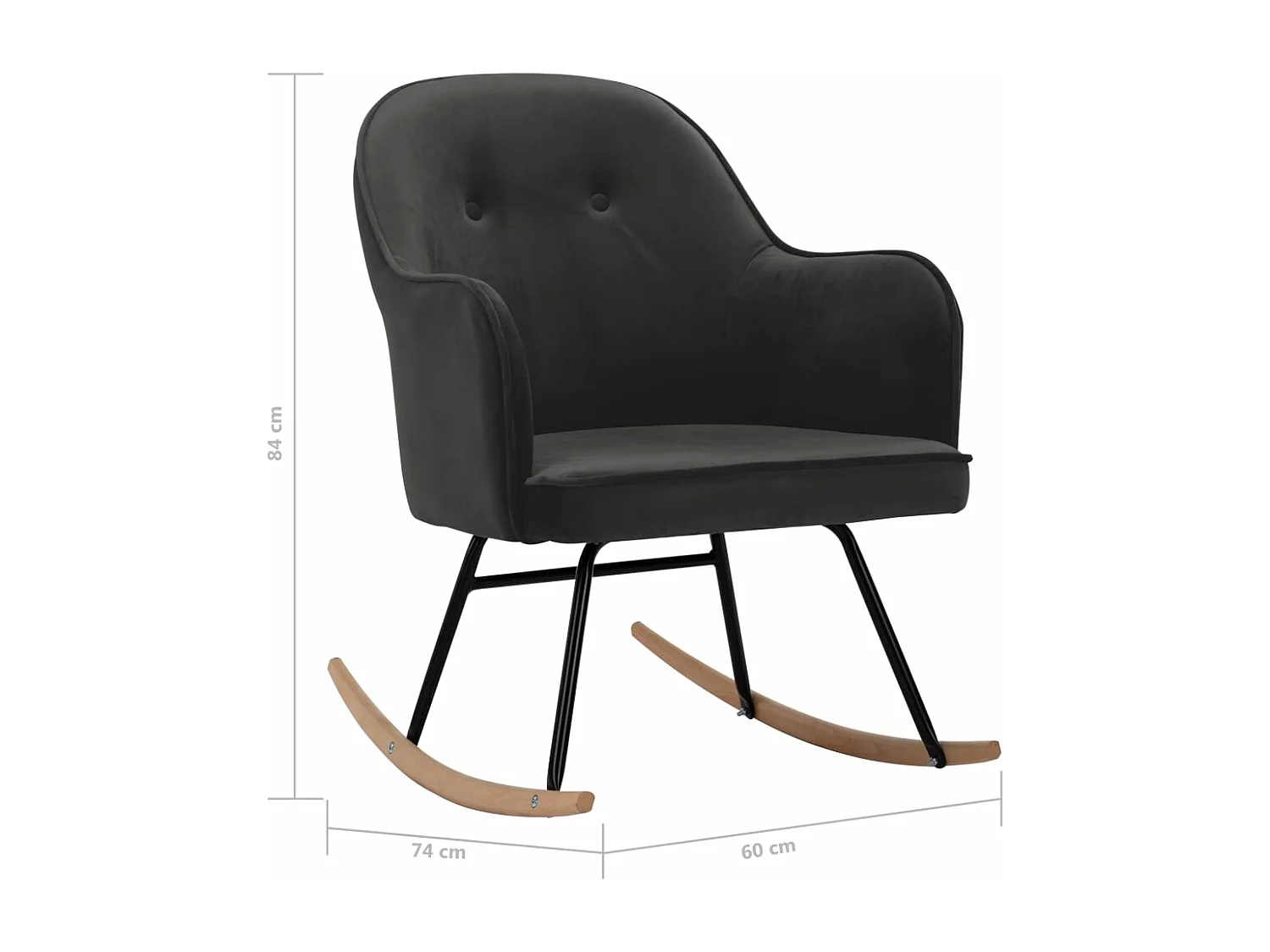 Chaise à bascule Gris foncé Velours 5