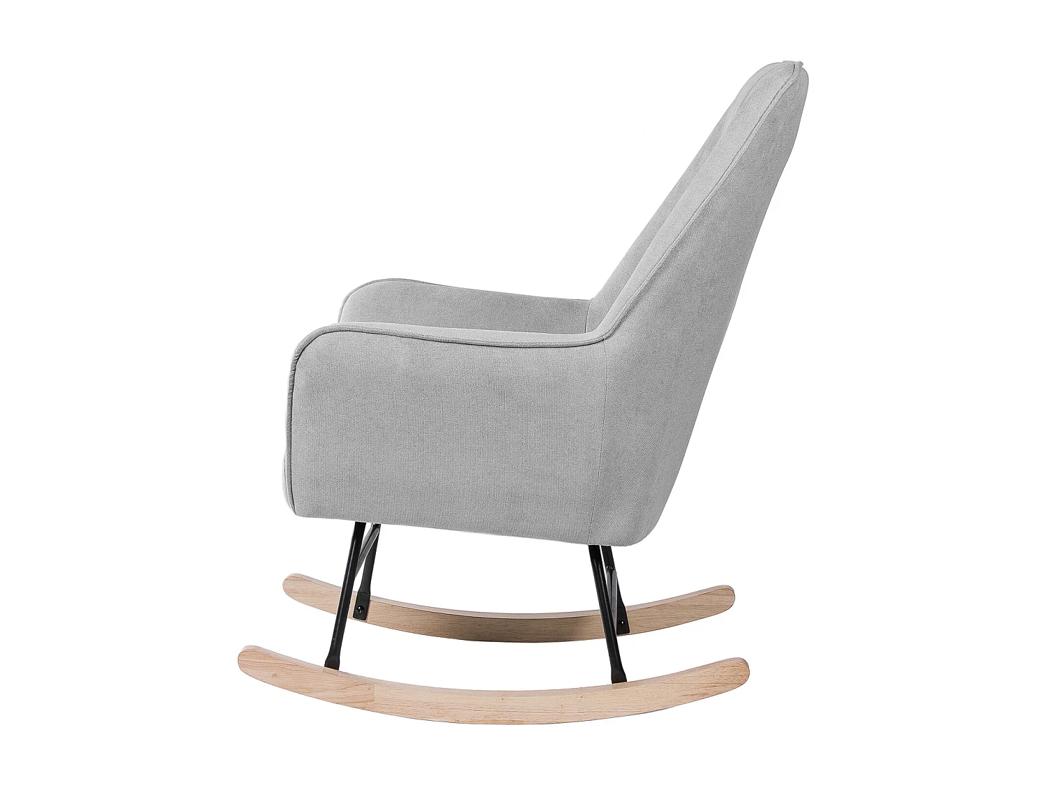 Fauteuil à bascule tissu gris clair et pieds bois clair Kopen 75cm