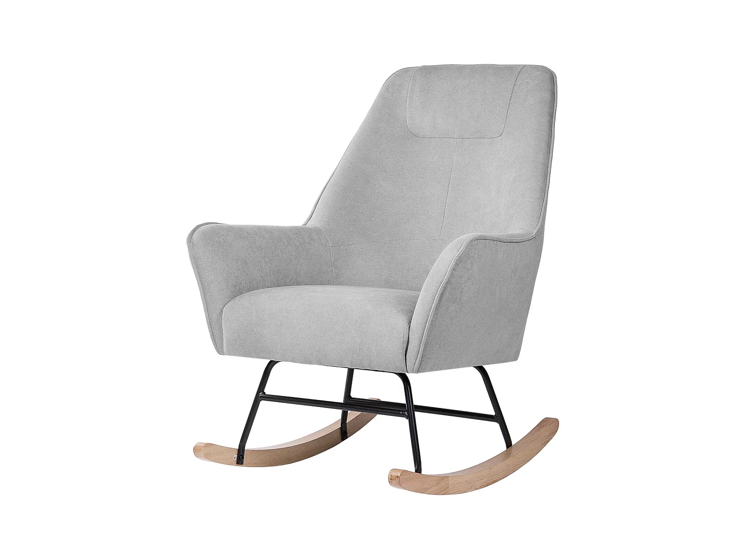 Fauteuil à bascule tissu gris clair et pieds bois clair Kopen 75cm