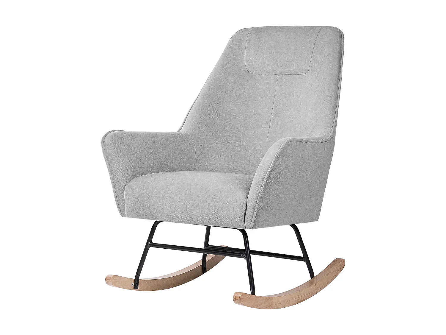 Fauteuil à bascule tissu gris clair et pieds bois clair Kopen 75cm