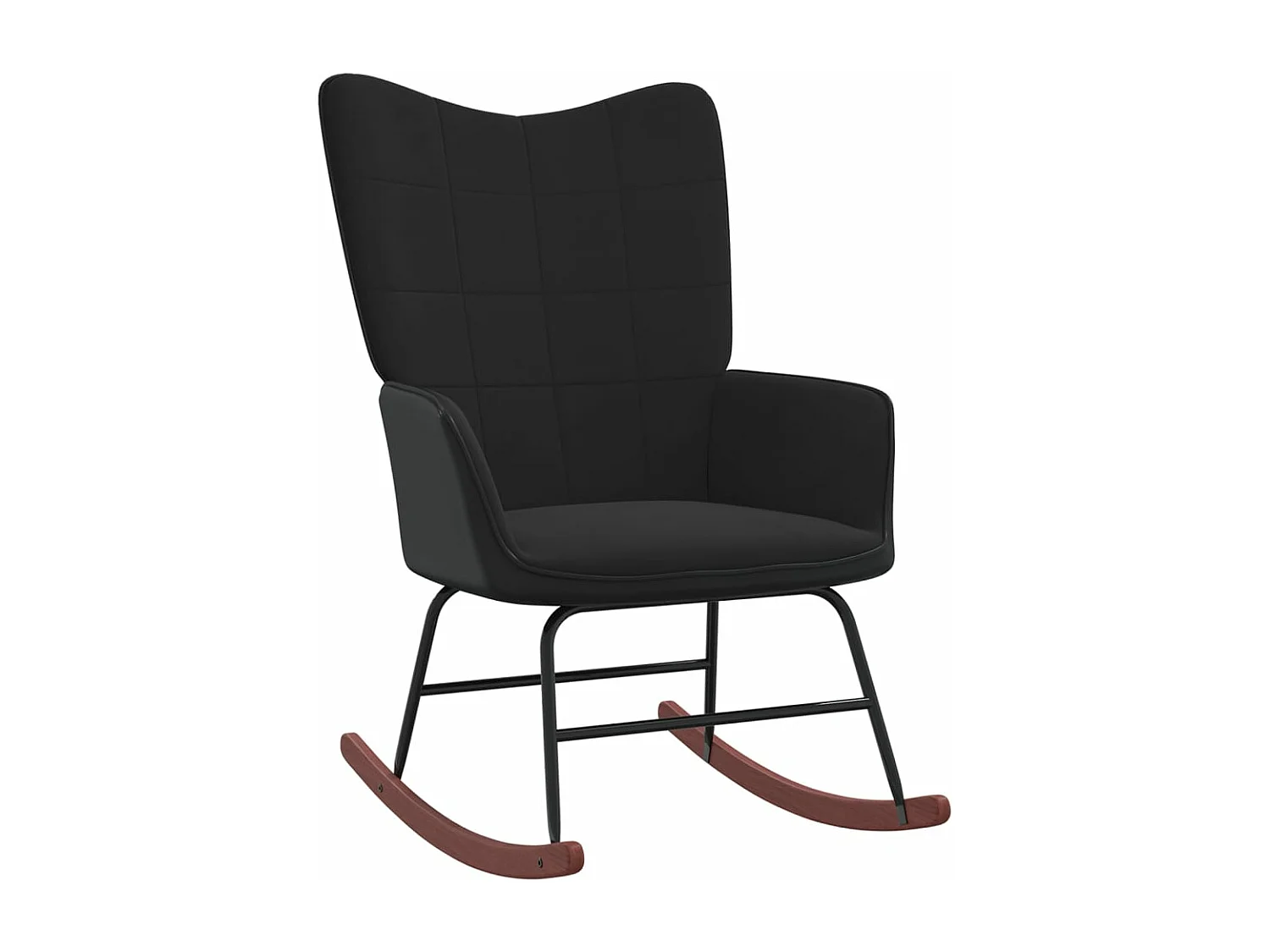 Schommelstoel fluweel en PVC zwart