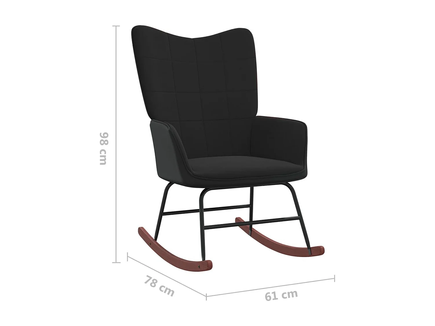 Schommelstoel fluweel en PVC zwart