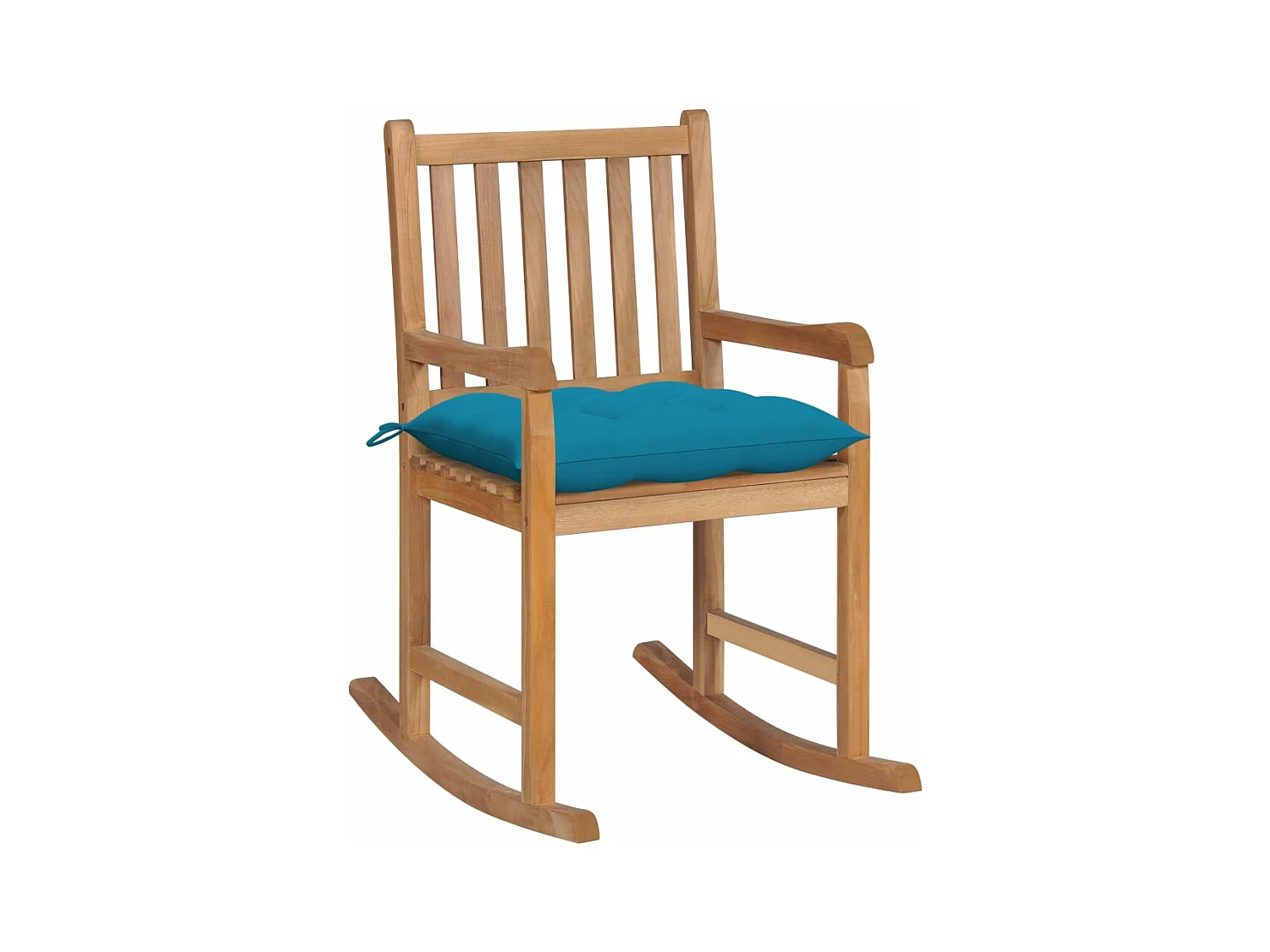 Chaise à bascule avec coussin bleu clair Bois de teck solide