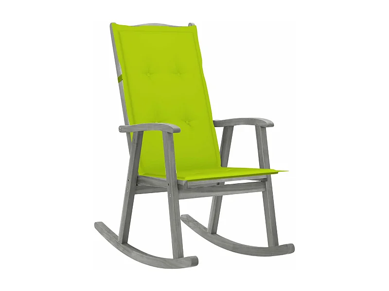 Chaise à bascule avec coussin Gris Bois d'acacia massif 8