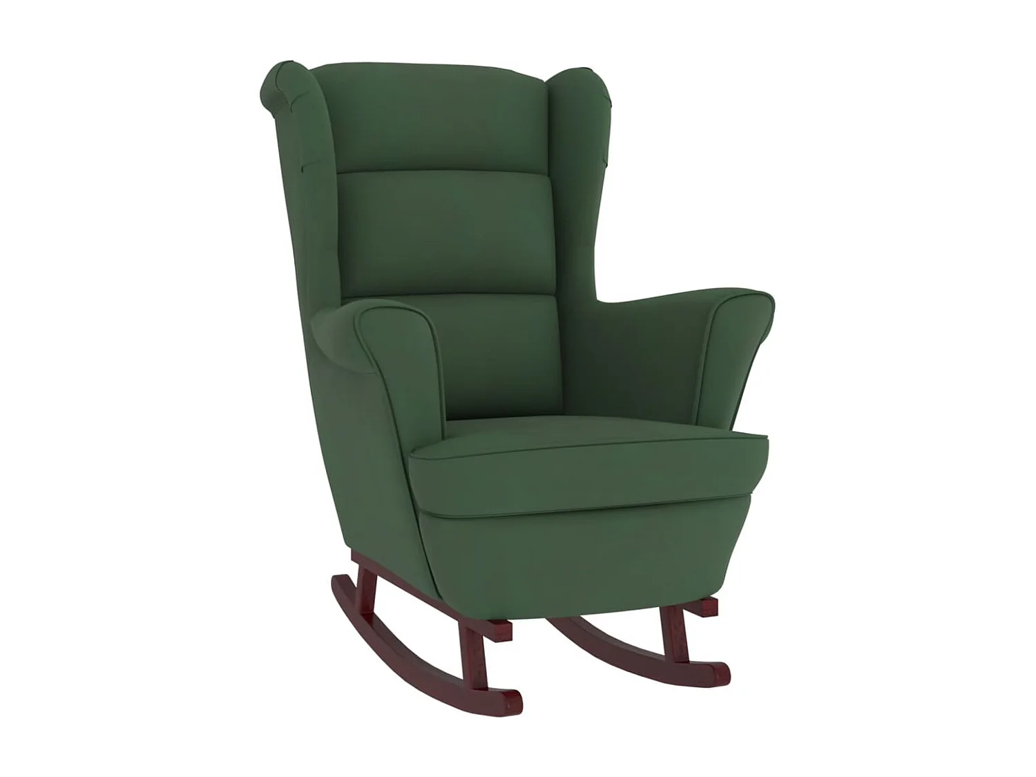 Fauteuil à bascule et pieds en bois d'hévéa Vert foncé Velours