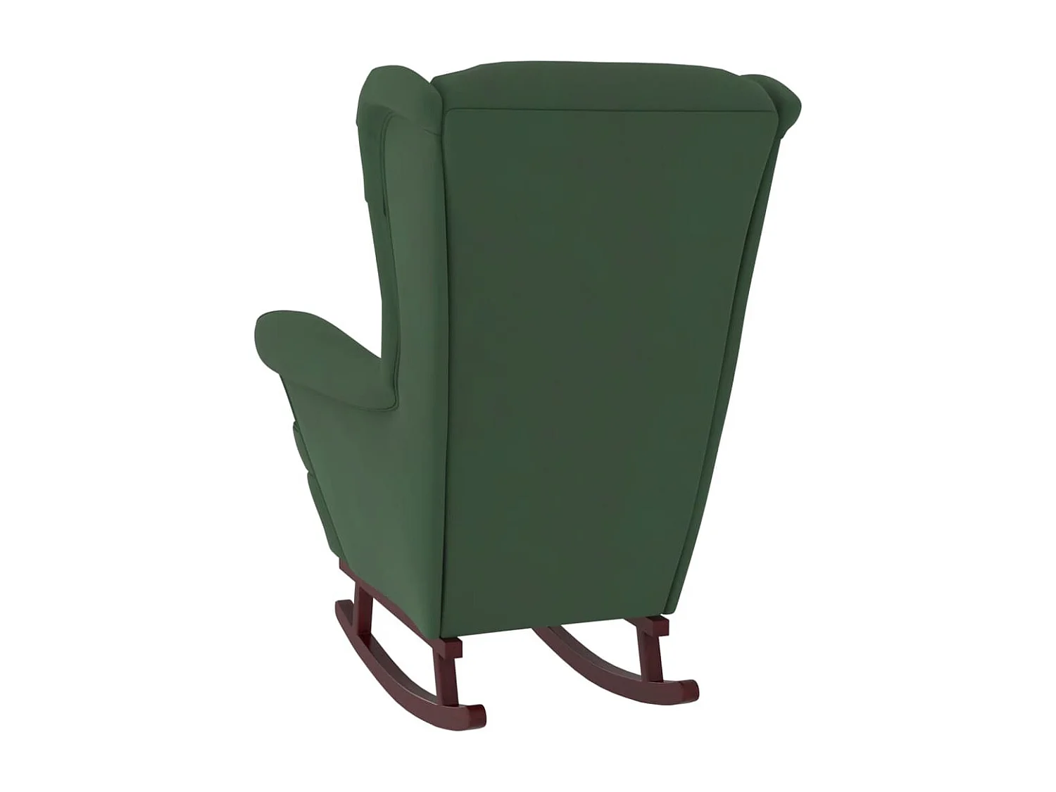 Fauteuil à bascule et pieds en bois d'hévéa Vert foncé Velours