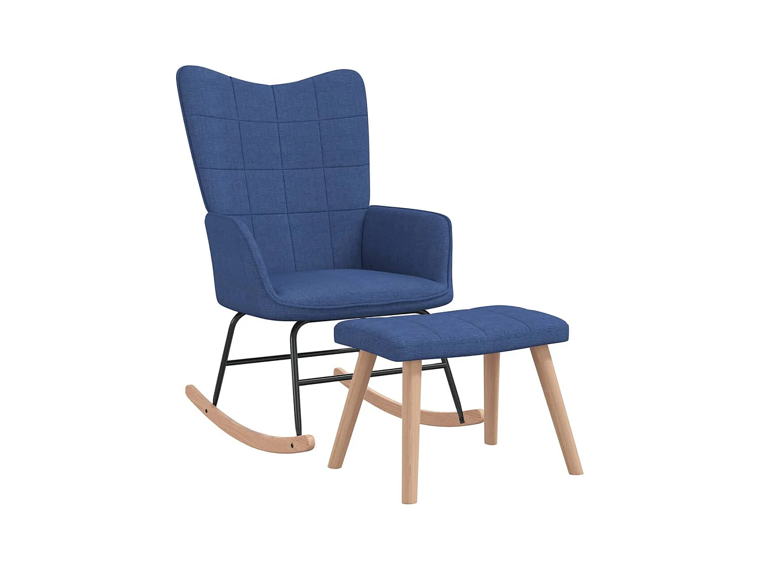 Chaise à bascule avec tabouret Bleu Tissu 2