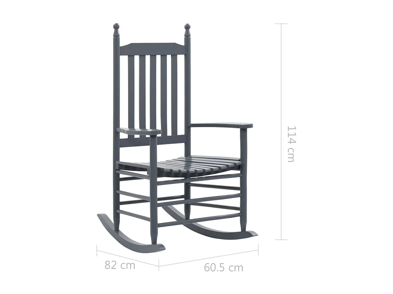 Chaise à bascule avec siège incurvé Gris Bois de peuplier